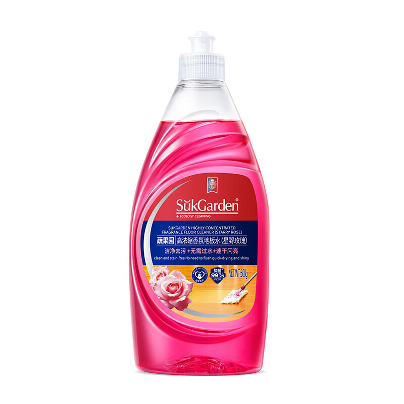 蔬果园地板清洁剂500g不刺鼻去油除污玫瑰香SGY0524