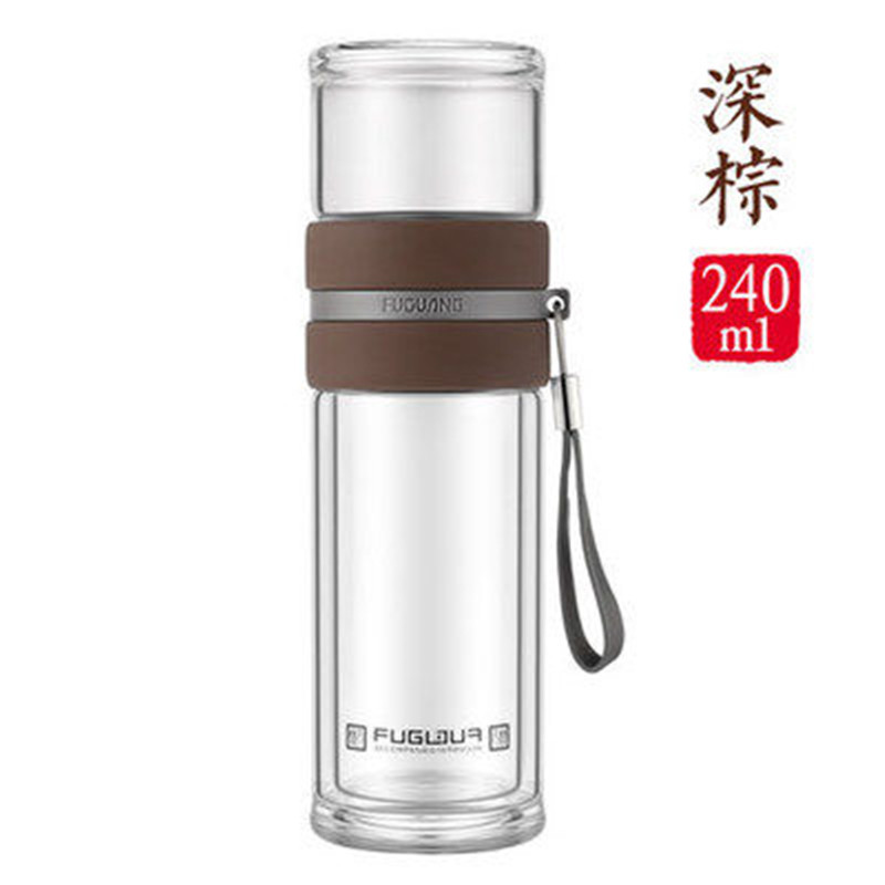 富光泡茶杯双层玻璃杯车载杯茶水分离泡茶师随手杯