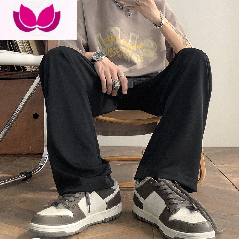七斓冰丝垂感西裤男生裤子夏季薄款宽松直筒潮牌高街阔腿拖地休闲长裤高清大图