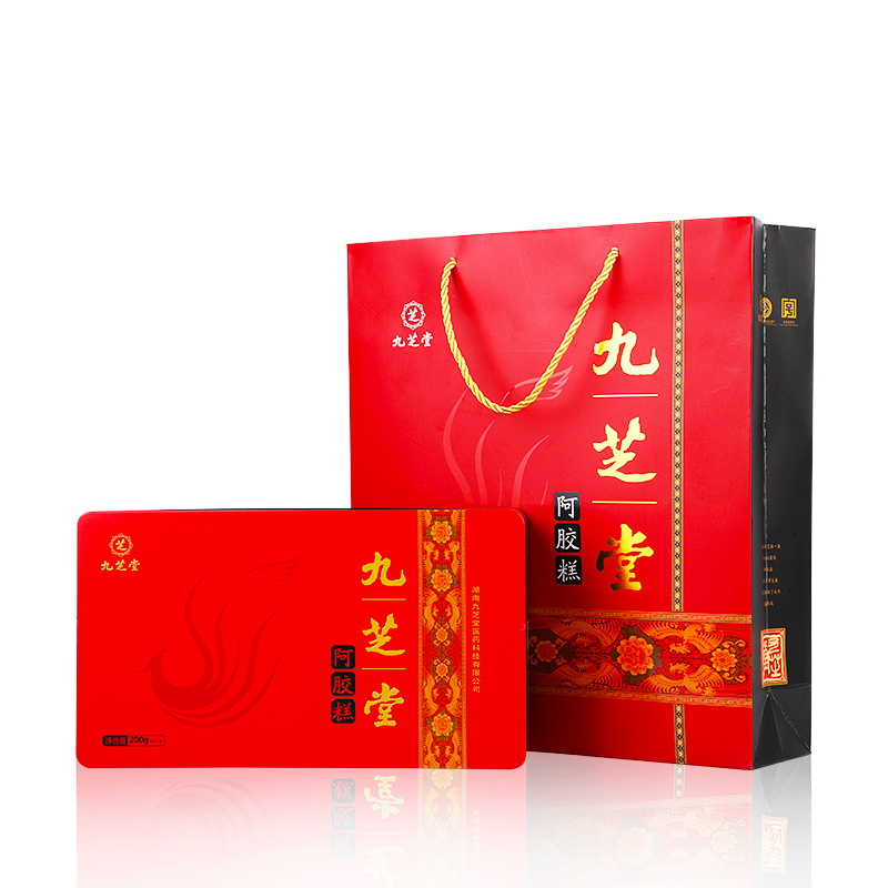 [新鲜日期]九芝堂阿胶糕即食女士200g礼盒装山东东阿生产阿胶固元膏块片女性滋补品
