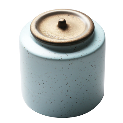 苏氏陶瓷(SUSHI CERAMICS)茶叶罐经典亚光铁锈茶具配件(蓝)