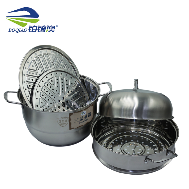 铂锜澳304不锈钢特厚三层蒸锅 30cm 3层 30cm 套高清大图