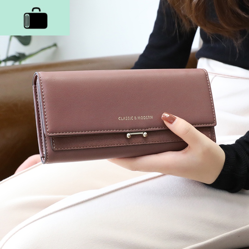 女士钱包女2020新款潮韩版简约时尚纯色长款钱包钱夹NEWLAKE高清大图