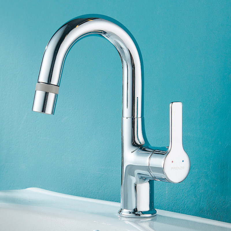 法恩莎(faenza) 卫浴家用抽拉旋转冷热双控陶瓷阀芯面盆水龙头fe01l