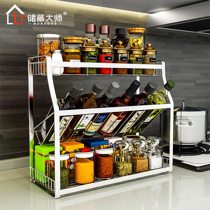 厨房调料置物架家用台面油盐酱醋调味料收纳架调味品佐料架调料架收纳层架 三维工匠高清大图