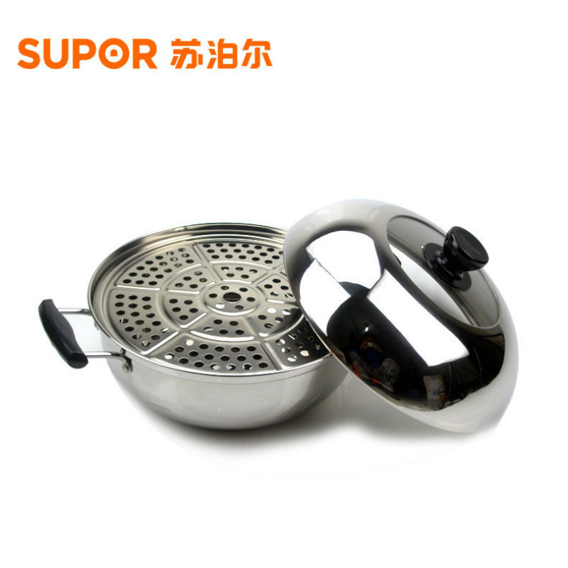 苏泊尔/SUPOR蒸锅304不锈钢火锅1层28cm小蒸锅汤锅加厚ST28Y1电磁炉燃气