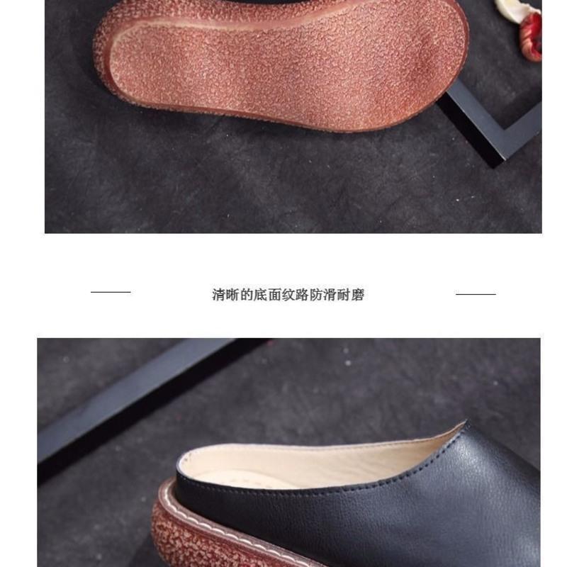 文艺复古百搭室外穿厚底拖鞋女夏季新款鱼嘴平奶奶鞋一字凉拖女鞋 黑色_ 35