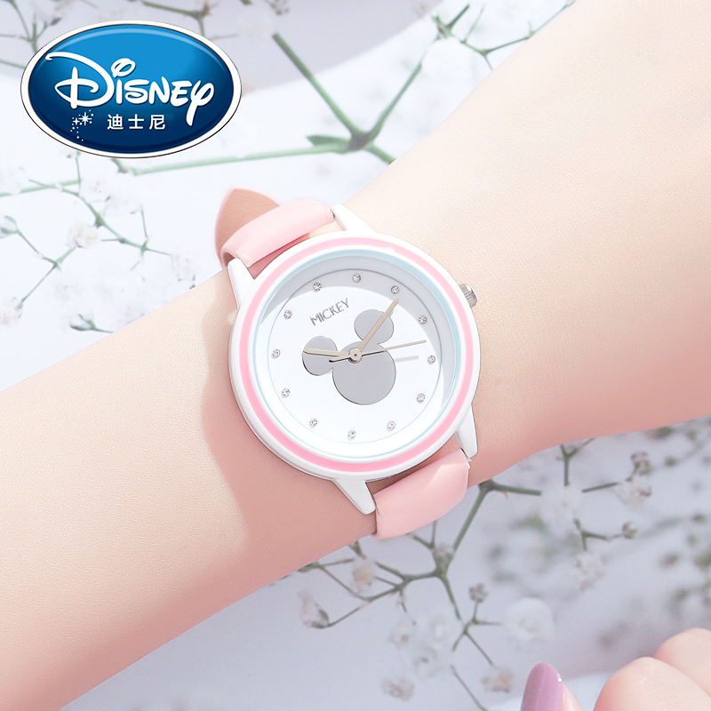 迪士尼(Disney)手表女2021年新款网红女款学生ins小众设计轻奢初高中夏季简约气质奢华女生防水时尚潮流皮带石英表