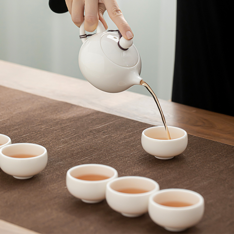 苏氏陶瓷(SUSHI CERAMICS)羊脂玉白瓷功夫茶具套装德化中国白三才盖碗泡茶壶茶洗大套礼盒装