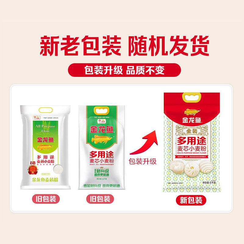 金龙鱼金装多用途麦芯小麦粉5kg面粉饺子面条馒头通用小麦粉10斤高清大图