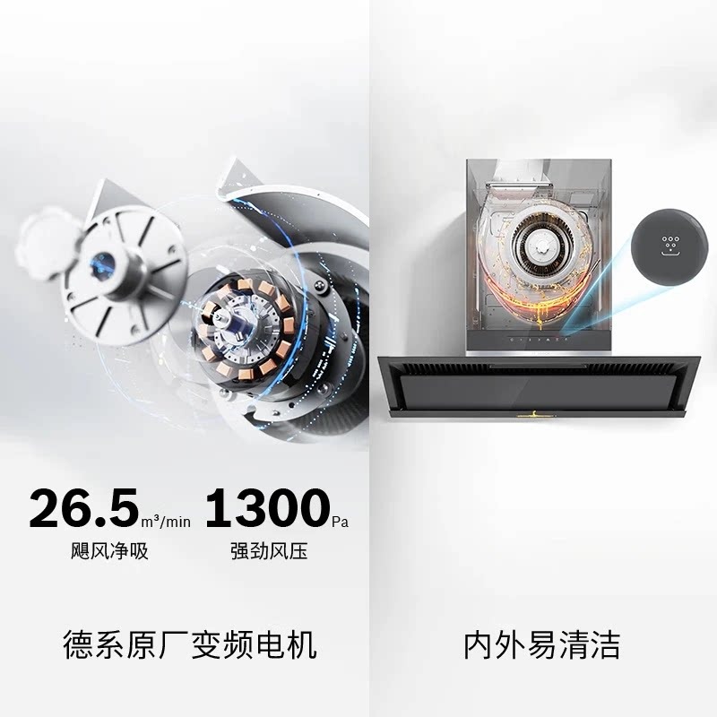 博世DXG35V96FWT刀净吸抽油烟机 26.5立方米侧吸式易清洁变频电机高清大图