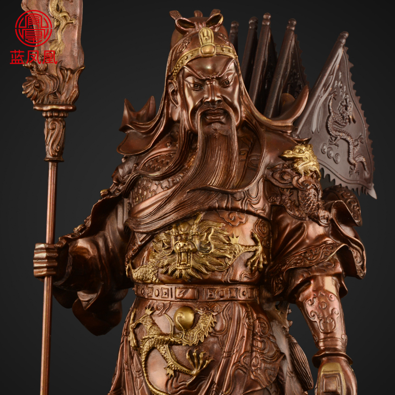 家柏饰(CORATED)铜关公像供奉神像武佛像摆件开业大号 13号铜九龙关公紫铜色高清大图