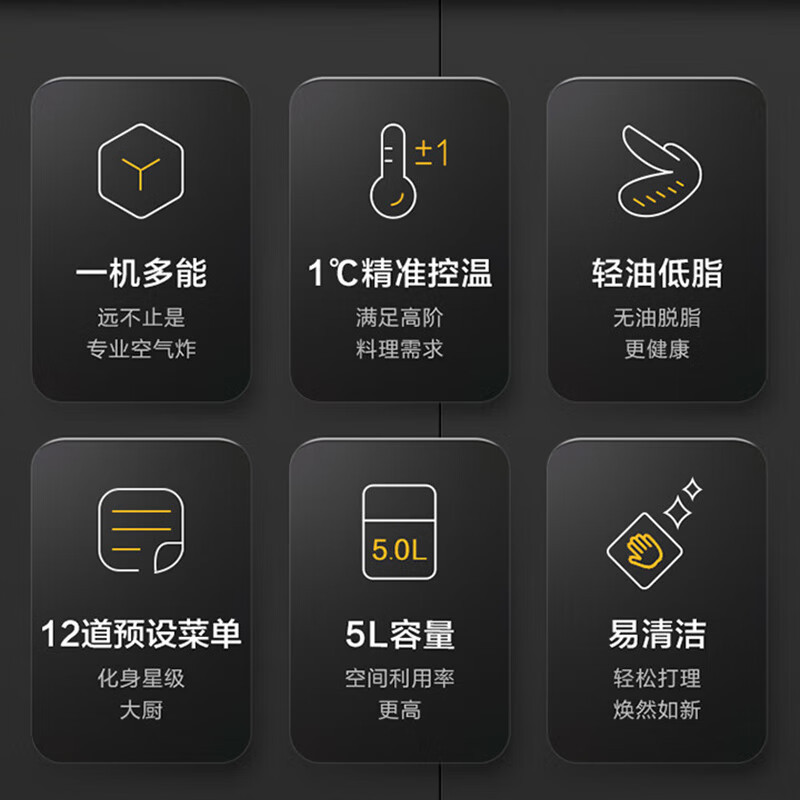 松下(Panasonic)多功能全景可视窗 家用全自动无油大容量 无需翻面 空气炸锅 NF-HC500-S