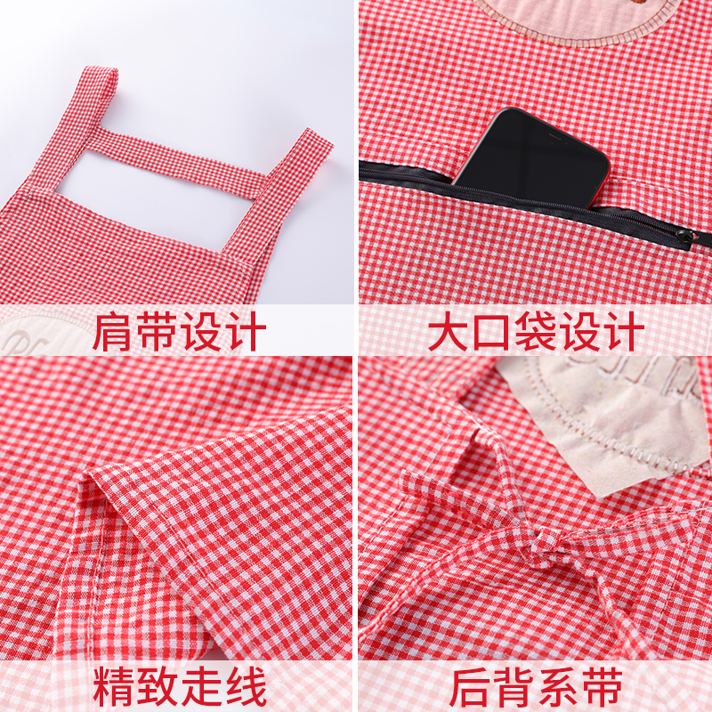 棉布围裙家用厨房女简约透气成人可爱防污围腰做饭工作服定制无袖高清大图