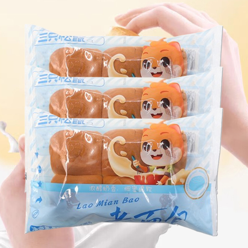 三只松鼠老面包怀旧软式面包早餐糕点老面包155g*3袋