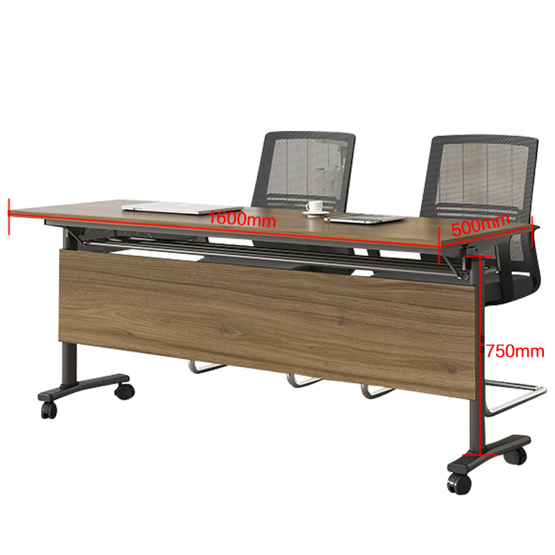苏久冠折叠培训桌简约双人桌子带轮双层会议桌长1600mm宽500mm高750mm[不含椅]高清大图