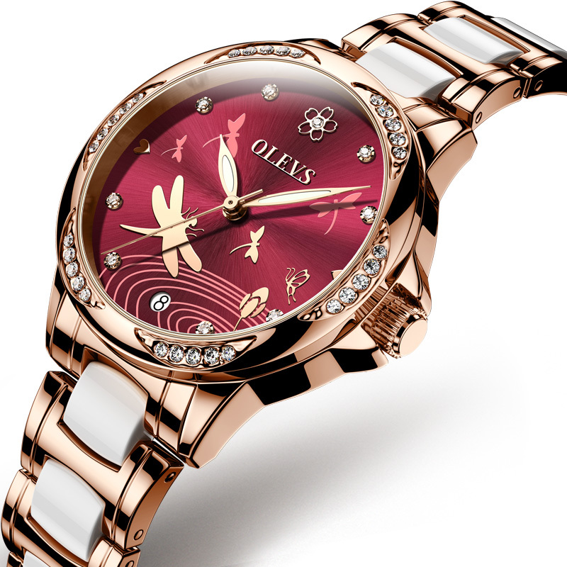 明星代言 欧利时(olevs)瑞士品牌全自动机械表女士手表 夜光防水潮流
