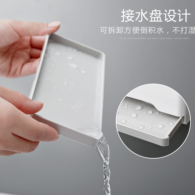 壁挂式筷子筒筷托沥水筷子笼 家用筷笼厨房餐具叉勺收纳盒筷子盒 敬平 壁挂款灰色高清大图