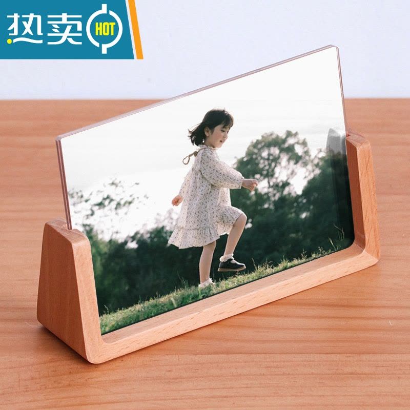 敬平现代简约胡桃木榉木相框摆台照片678寸亚克力实木透明框架像架子 榉木-横版 10寸[内径20.3*25.3cm]图片