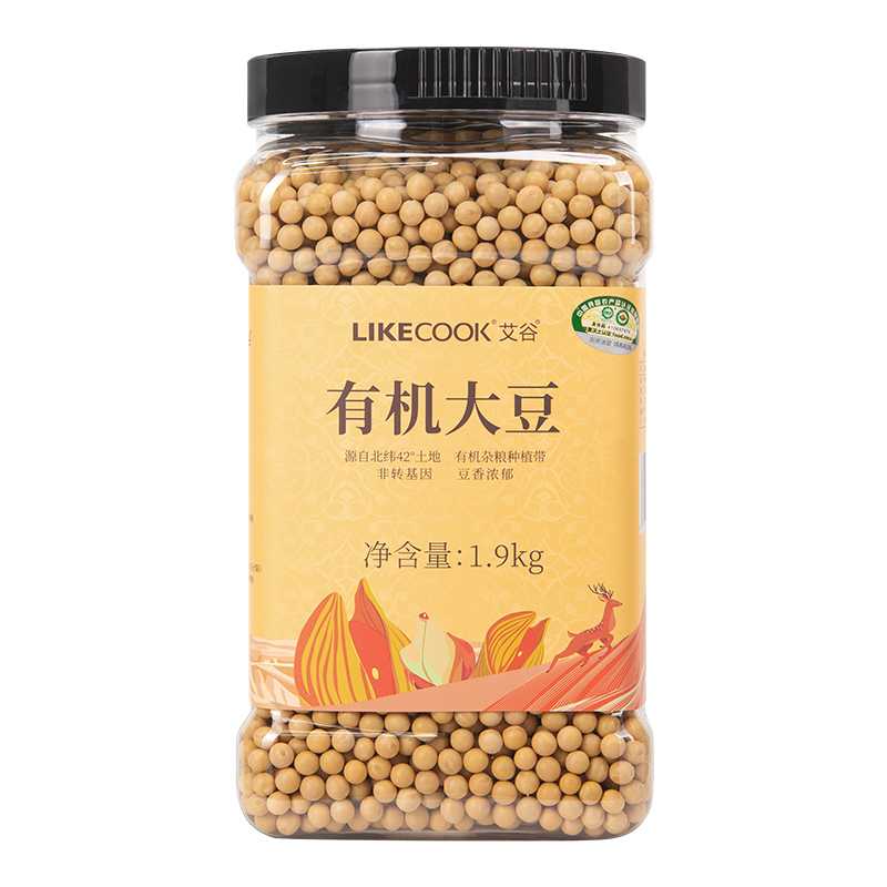 艾谷有机大豆1.9kg大罐装可打豆浆