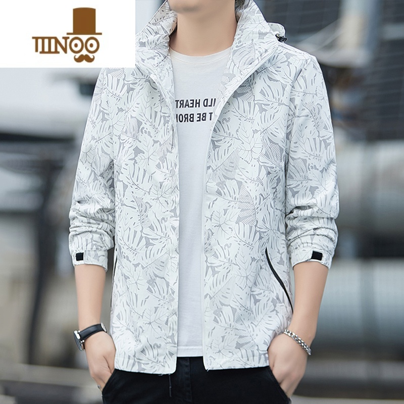 YANXU冲锋衣外套男2023新款潮牌休闲连帽夹克男士潮流痞帅气风衣高清大图