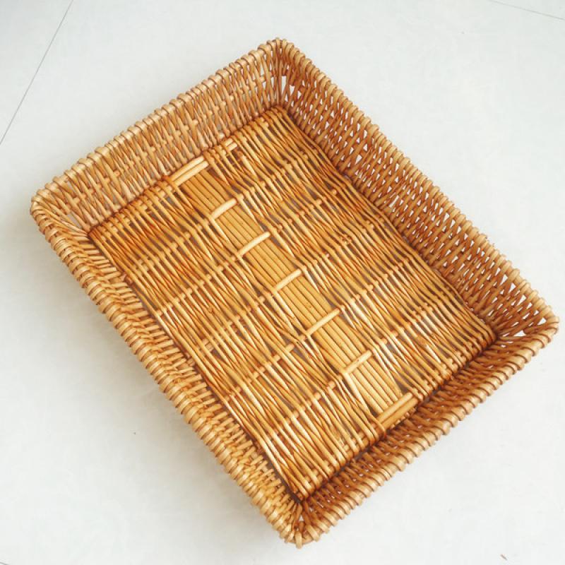 家柏饰(CORATED)藤编收纳筐柳编竹筐超市展示筐水果篮竹篮编织果盘水果篮子面包篮 蜜糖色40X30X8高清大图