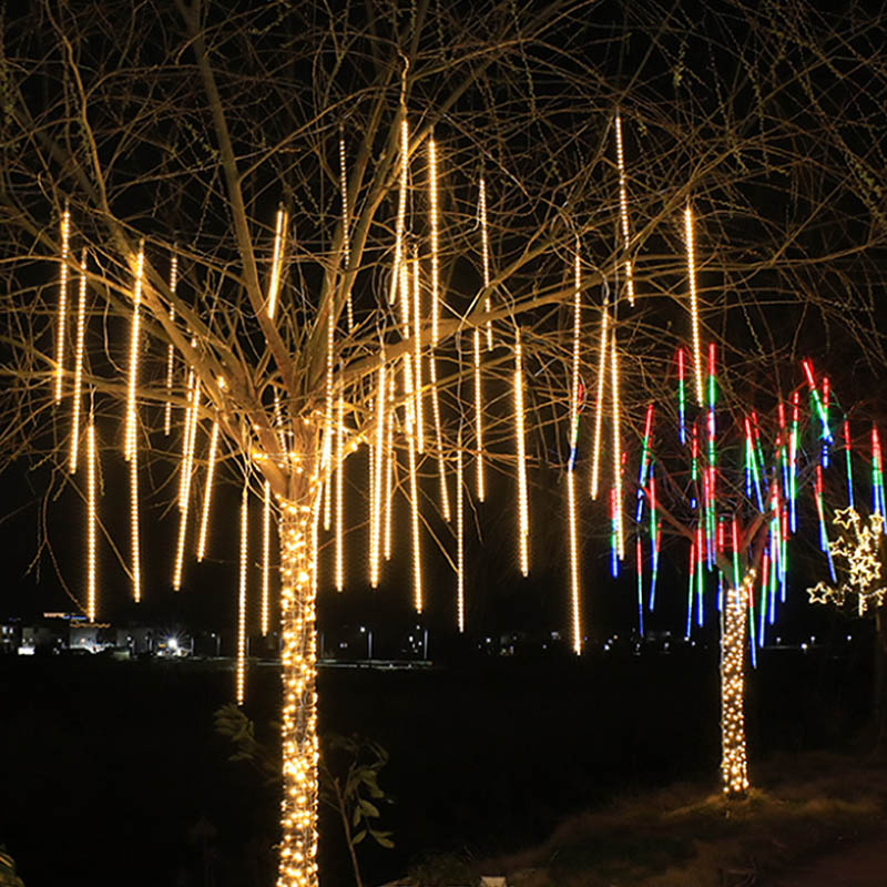 智美环球 网红瀑布灯马尾灯幻彩皮线灯缠树灯 [马尾灯220V]一串20根400灯,暖光高清大图