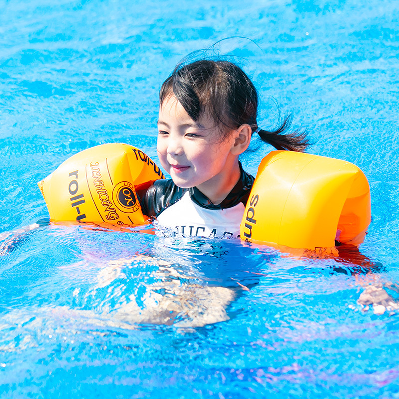 成人游泳手臂圈充气水袖大人游泳圈加厚儿童游泳装备初学者加厚橘黄