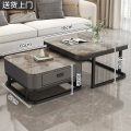布欧格轻奢茶几家用 【黑架+灰柜】60亮光维克灰+70亮光维克灰