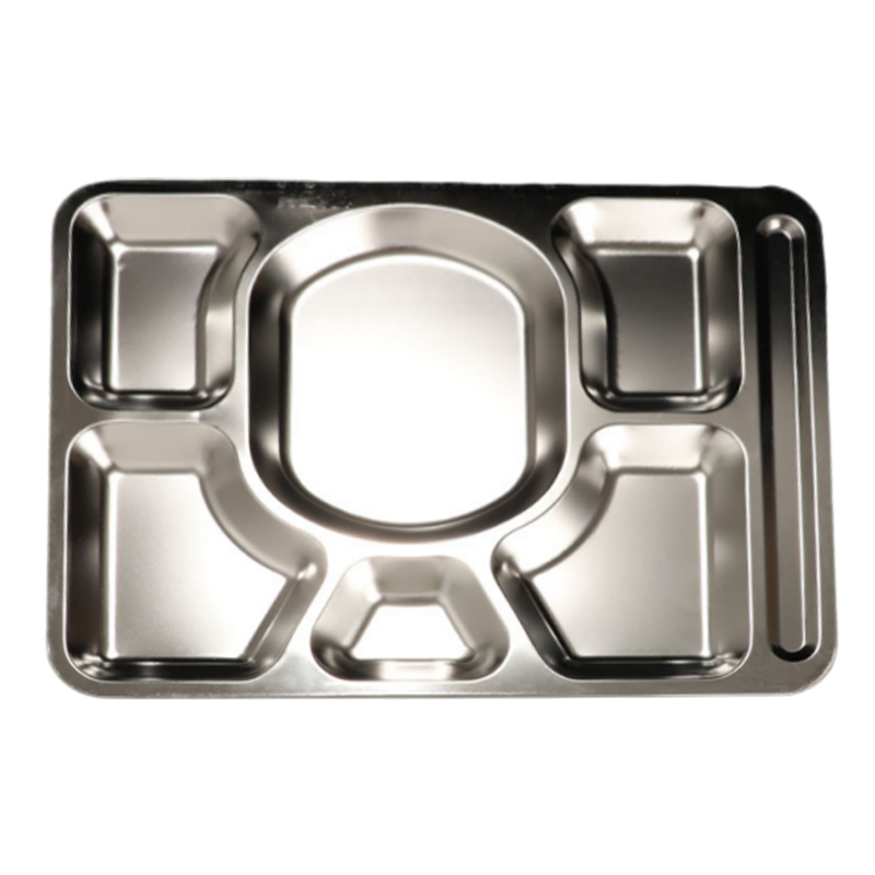 赞属 大方型七格304不锈钢餐盘 39.5*29.5*1.9cm*20个 组