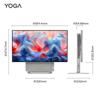 联想(Lenovo)YOGA 27 AI高能一体机电脑可旋转27英寸QHD屏(R7-8845H 32G LPDD5X 1TSSD Win11)银色