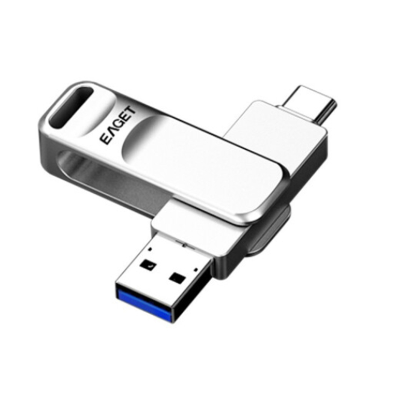 忆捷(EAGET)CF20 256GB 手机U盘Type-C USB3.0双接口手机电脑多用车载旋转金属优盘
