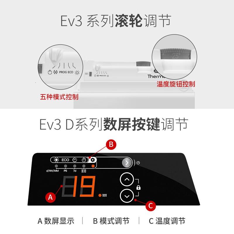 赛蒙 EV3D 2000瓦 对流式 液晶款 电暖器 (计价单位:台) 白色高清大图