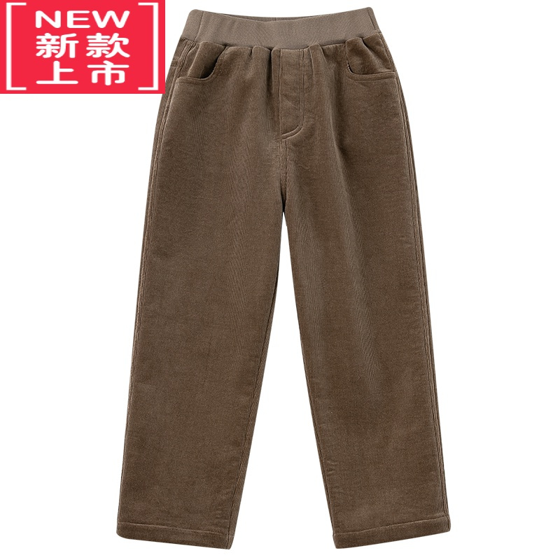 可莉允童装22冬季新品休闲棉质加绒加厚ju保暖亲子款灯芯绒直筒长裤保暖裤