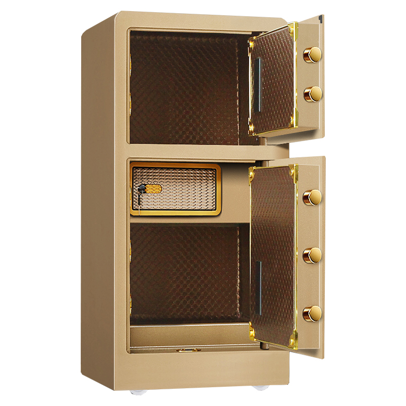 臻远全钢实心防盗保险柜 高150cm双门双层指纹款土豪金色高清大图