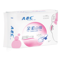 ABC 亲柔立围 夜用 纤薄棉柔表层 卫生巾280mm*8片 含KMS健康配方