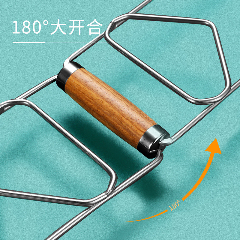 304不锈钢创意花梨木柄防烫夹隔热取碗器蒸盘夹碗碟提盘夹高清大图