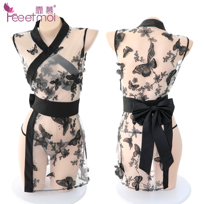 霏慕feeetmoi性感情趣内衣日系和服制服套装刺绣网纱透视女6939