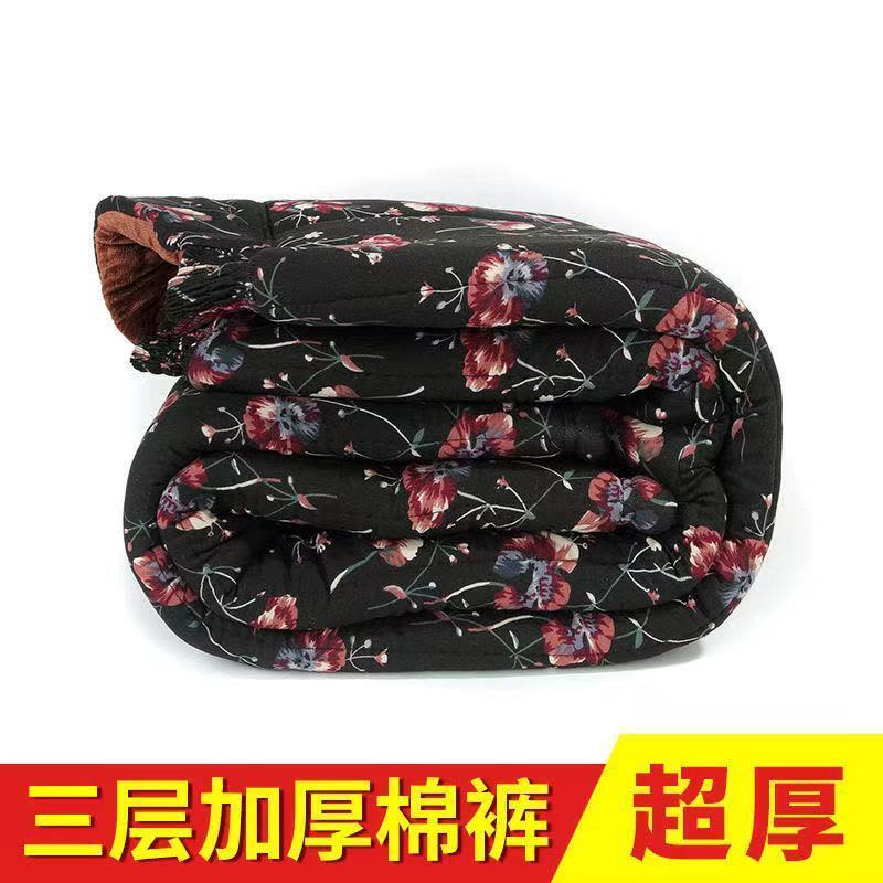 驼绒棉裤男女高腰加绒加厚加肥宽松中老年冬季保暖三层外穿妈妈裤图片