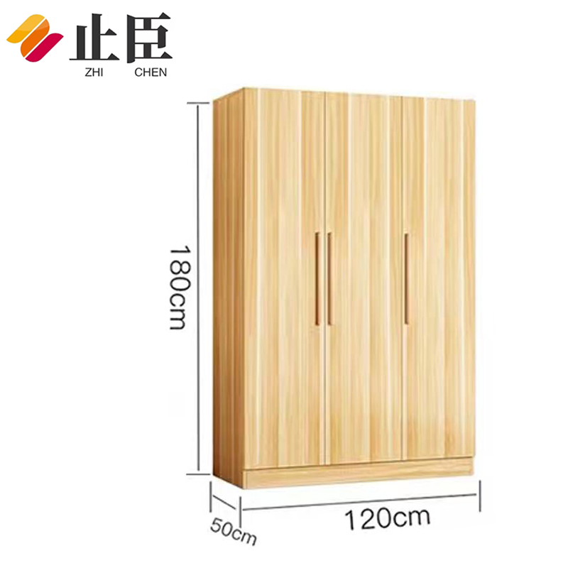 止臣 衣柜 办公家具简约现代衣柜经济型组装衣柜人造板简易出租房衣柜成人卧室衣柜 三门