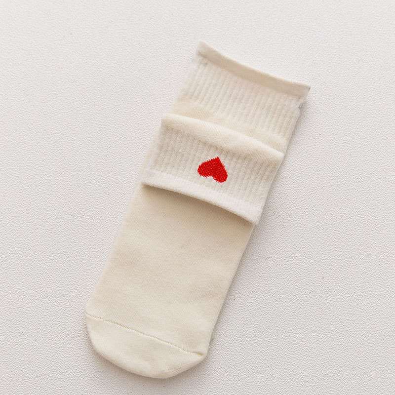 俞兆林袜子女春季纯棉短筒袜女士低帮纯色袜子学院风心形百搭女袜短袜女5双装高清大图