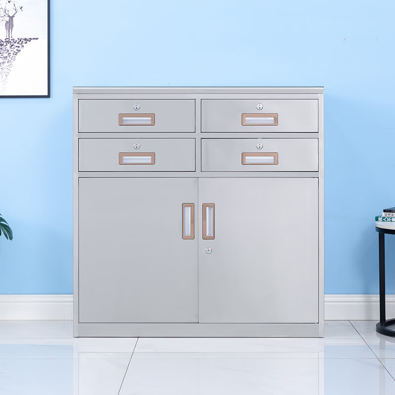 域赢201不锈钢储物柜矮柜办公柜铁皮柜子抽屉柜四斗下节