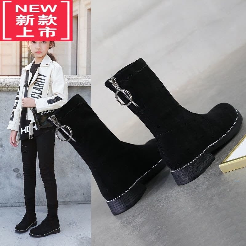 可莉允女童靴子2022春秋新款长筒靴儿童公主不过膝单靴小女孩长靴高筒靴图片