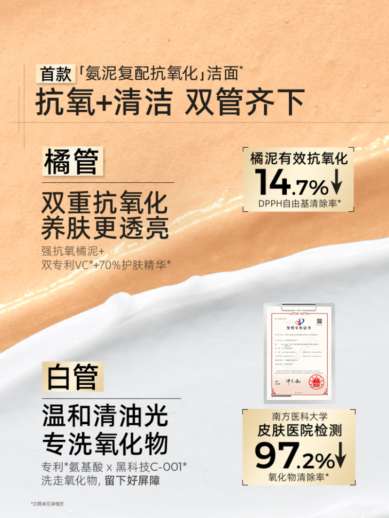 C咖 氨基酸橘泥清净透亮双管洁面乳40g+40g高清大图
