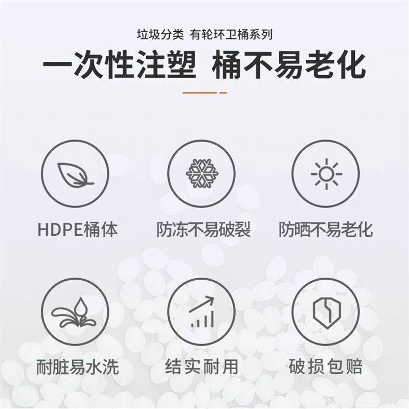 鑫环境 120L单个 四色可选 户外分类垃圾桶带轮盖子环卫大号容量商用小区干湿分离垃圾箱高清大图