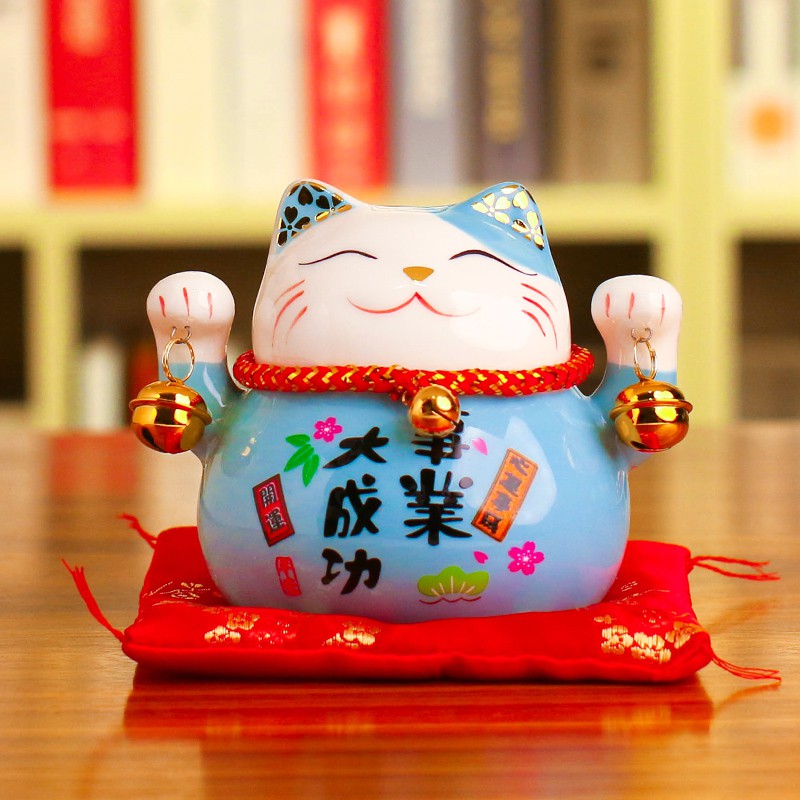 陶瓷猫摆件小号陶瓷存钱储蓄罐家居创意店铺开业礼品生日 三维工匠 4.5寸6只小福猫猫高清大图