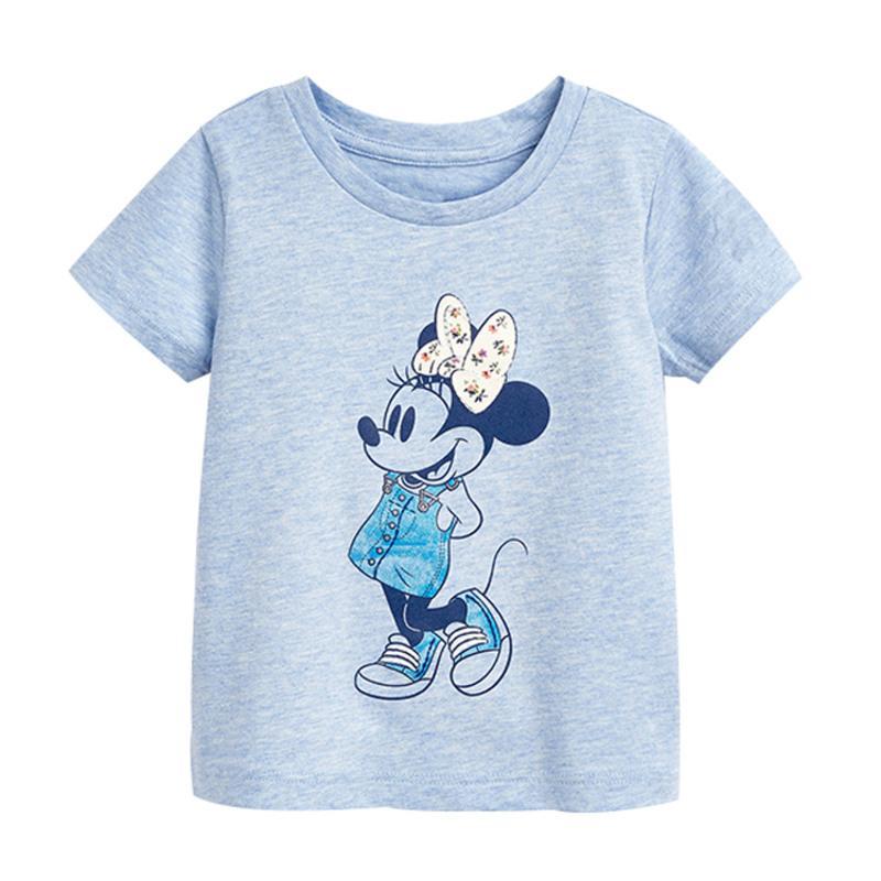 夏季薄款女童纯棉米奇老鼠短袖t恤潮流小女孩体恤衫儿童宝宝上衣蓝