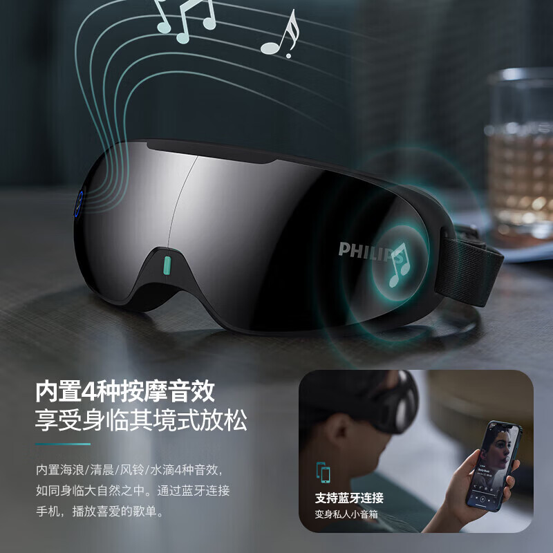 飞利浦(PHILIPS)眼部按摩仪 气囊包裹热敷按摩眼罩 护眼仪成人可视化眼睛热敷仪 送女友实用礼物 PPM3203E高清大图