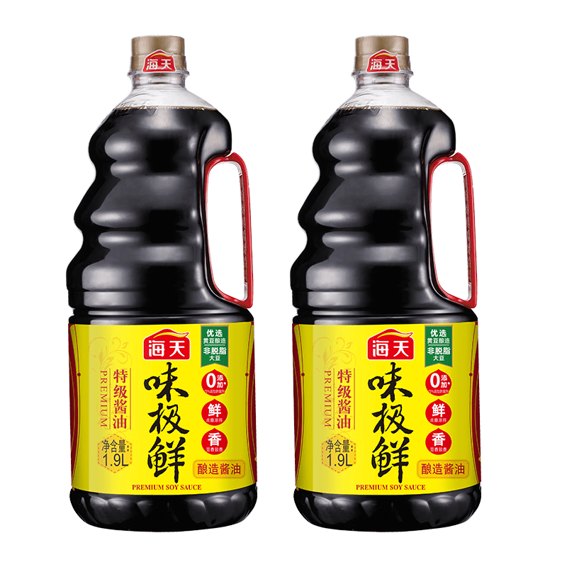海天 df-味极鲜酱油1.9L×2 从舌尖到舌根满口都是鲜 入口就知品质鲜香挡不住 KJDF-20230310-42
