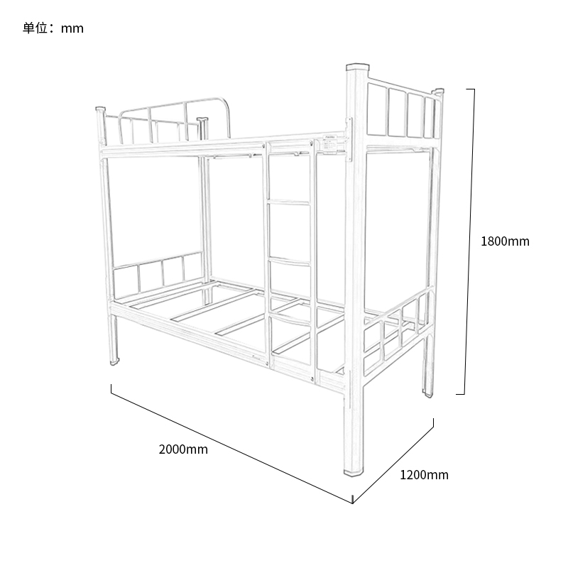 富莱斯宝 铁架床上下铺床高低床(含床板) 1200*2000*1800 /组高清大图